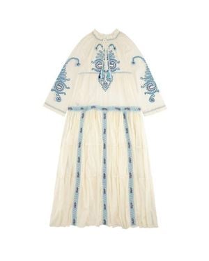 Fortela Arsia Embroidered Cotton Kaftan Dress - White