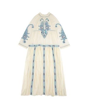 Fortela Arsia Embroidered Cotton Kaftan Dress - White