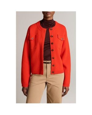 Vince Patch Pocket Cardigan Sweater Jacket - Red