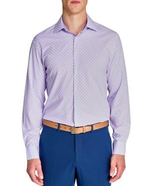 W.r.k. Slim Fit Checker Print Performance Dress Shirt - Purple