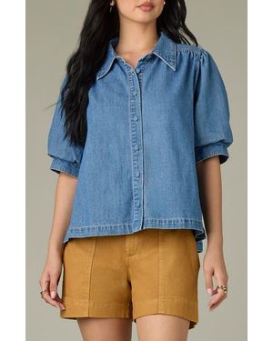 Wit & Wisdom Puff Sleeve Denim Shirt - Blue