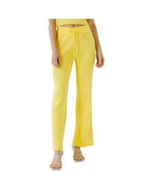 Endless Rose Ribbed Drawstring Pants - Yellow