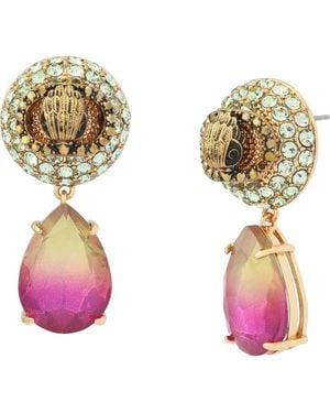 Kurt Geiger Eagle Pavé & Crystal Drop Earrings - Pink