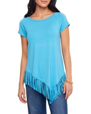 Karen Kane Angled Fringe Top - Blue