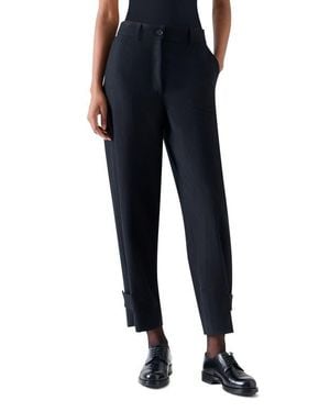 Akris Punto Fraser High Waist Virgin Wool Blend Gabardine Barrel Leg Pants - Black