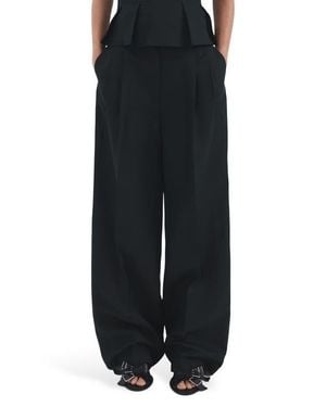 Mango Straight Fit Linen Blend Pants - Black
