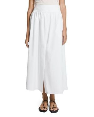 Theory Cotton Blend A-Line Midi Skirt - White
