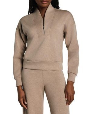 Spanx Airessentials Shawl Collar Half Zip Pullover - Brown