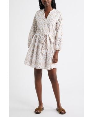 Caslon Embroidered Eyelet Lace Dress - Natural