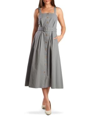 FREEMARKET Cotton Sleeveless Midi Dress - Gray