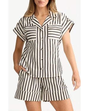 Brave+True Portia Stripe Button-Up Shirt - White