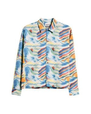 RIZORT Art Printed Button-Up Shirt Jacket - Blue