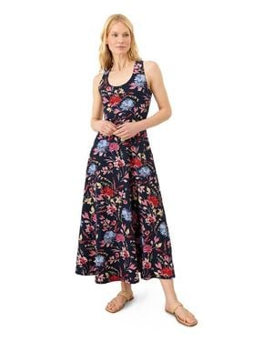 Pact Fit & Flare Open Back Maxi Dress Made With Organic Cotton - Blue