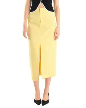 Endless Rose Front Slit Linen Blend Midi Skirt - Yellow