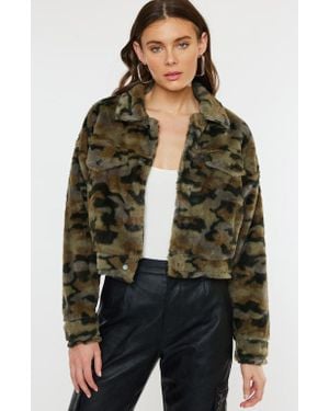 Kancan Jax Faux Fur Camo Jacket - Black