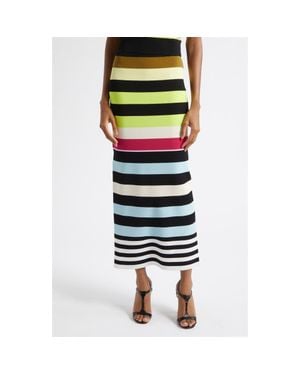 Christopher John Rogers Stripe Milano Stitch Sweater Skirt - Black