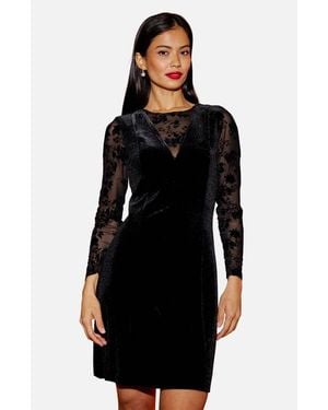 Yumi' Fitted Velvet Dress - Black