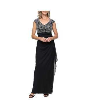 Alex Evenings Cap Sleeve Empire Waist Evening Gown - Black