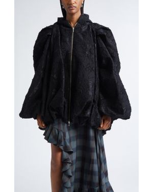 Collina Strada Pillow Jacquard Hooded Coat - Black