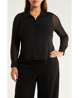 Sanctuary Mesh Button-Up Shirt - Black