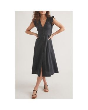 Marine Layer Camila Button Front Midi Dress - Black
