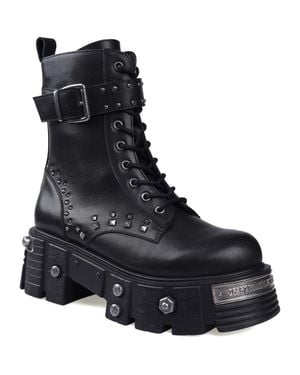 Zigi Monik Stud Lug Sole Combat Boot - Black