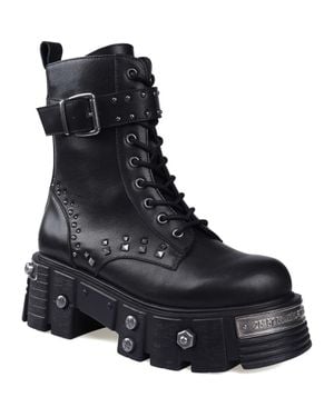 Zigi Monik Stud Lug Sole Combat Boot - Black
