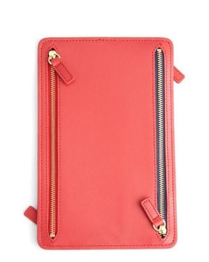 ROYCE New York Rfid Four Zip Leather Travel Organizer - Red
