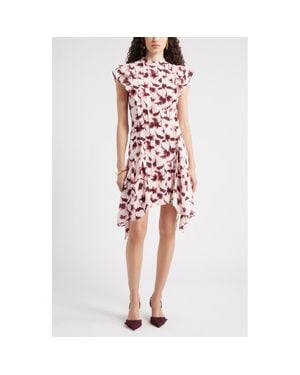 Chelsea28 Pintuck Shark Bite Hem Dress - Red