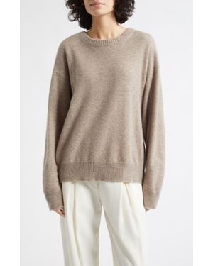 Johnstons of Elgin Jessie Cashmere Crewneck Sweater - Natural