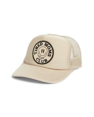 Friday Feelin Tired Moms Club Patch Trucker Hat - Natural