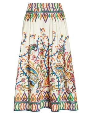 Etro Floral Paisley Pleated Cotton Voile Midi Skirt - Multicolor