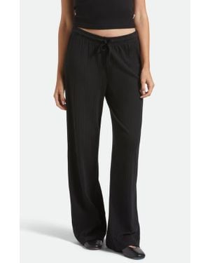 Brixton Cotton Pointelle Drawstring Pants - Black