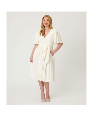 Unique Vintage 1940S Velvet Flutter Sleeve Swing Dress - White