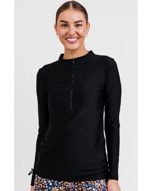 Calypsa Half-Zip Nora Swim Top - Black