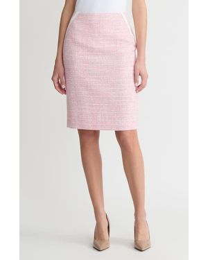 Kasper Textured Zip Pencil Skirt - Pink