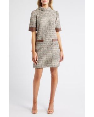 Julia Jordan Metallic Tweed Dress - Natural