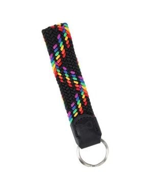 Trafalgar Augusta 25Mm Leather & Braided Webbing Keychain - Black