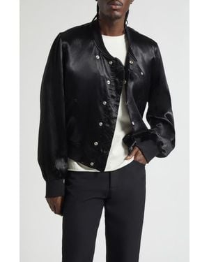 JKEEFER Hampton Satin Varsity Jacket - Black