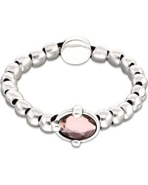 Uno De 50 Sterling Plated Ball Elastic Bracelet With Faceted Crystal - Metallic
