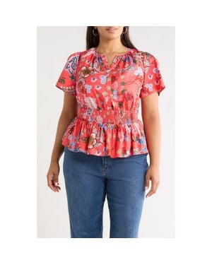 Sugarlips Amania Floral Sarina Smocked Top - Pink