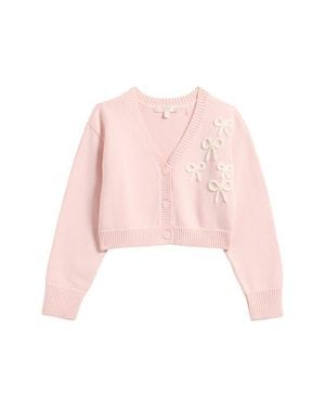 LoveShackFancy Kids' Jayne Bow Embellished Cardigan - Pink