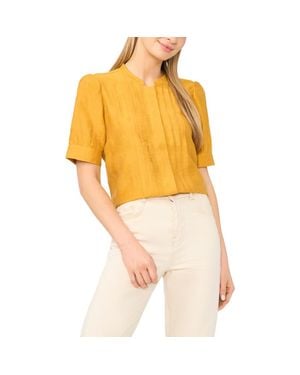 Halogen® Pintuck Pleat Button-Up Top - Yellow