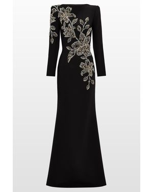 Jenny Packham Slipper Orchid Floral-Embellished Maxi Dress - Black