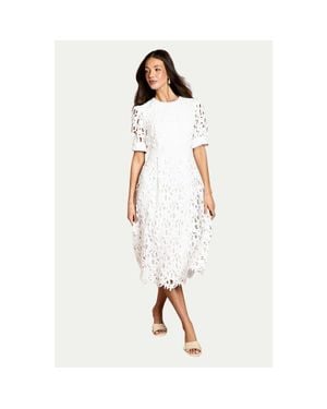 Coast Short Sleeve Lace Midi Dress - White