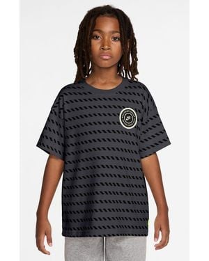Nike Kids' Sportswear Max90 Broken Stripe Cotton T-Shirt - Black