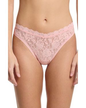 Hanky Panky High Leg Lace Thong - Pink