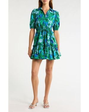 Sugarlips Jaidy Floral Cotton Shirtdress - Green
