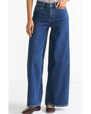 Lands' End Recover Denim High Rise Extra Wide Leg Jeans - Blue