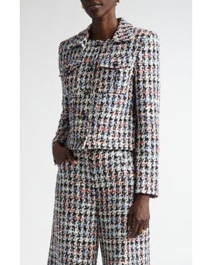 St. John Americana Houndstooth Eyelash Tweed Jacket - Multicolor